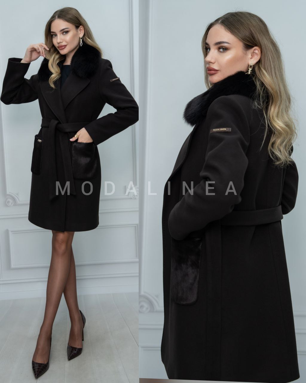 Genuine Cashmere Coat With Natural Fur