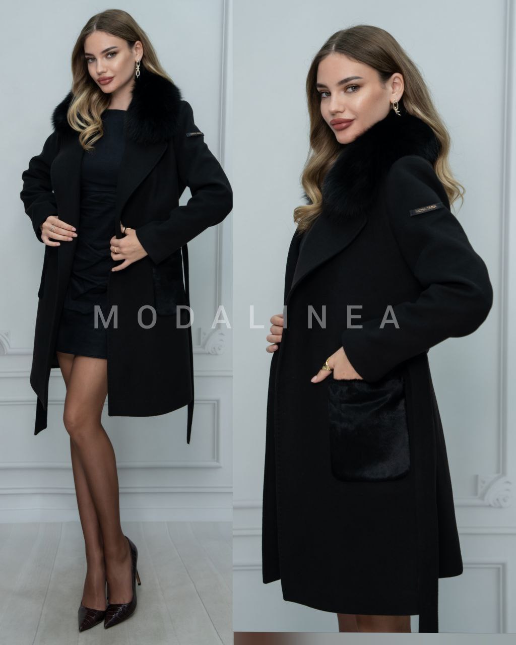 Genuine Cashmere Coat With Natural Fur