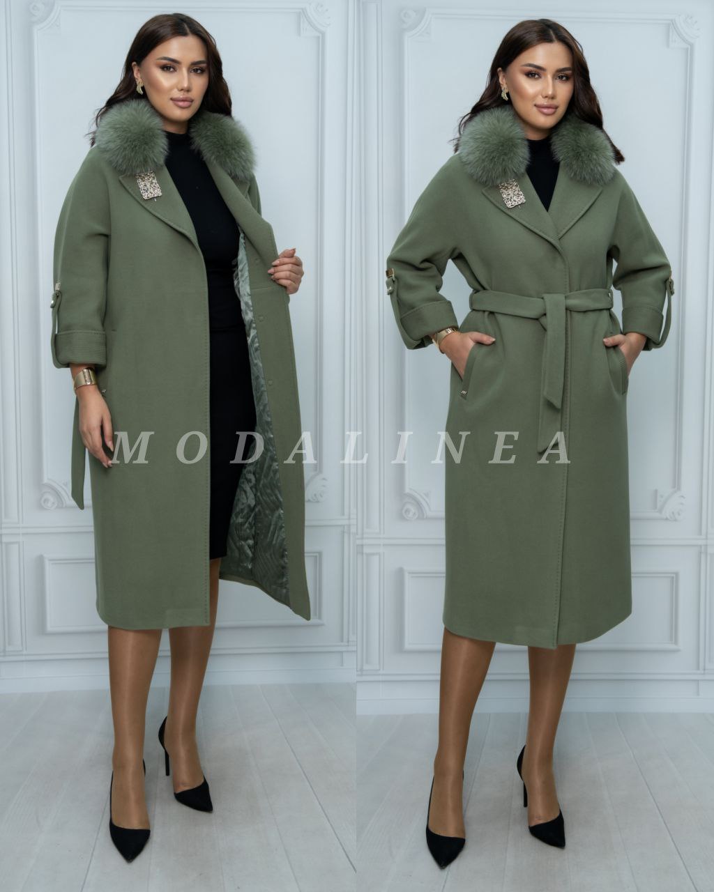 Luxury Cashmere Coat with Elegant Fox Fur